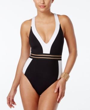 Kenneth Cole Stompin' In Stilettos Colorblocked Racerback Swimsuit Women's Swimsuit