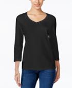 Karen Scott Three-quarter-sleeve Top, Only At Macy's
