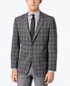 Tommy Hilfiger Men's Slim-fit Stretch Performance Gray Plaid Sport Coat