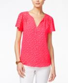 Maison Jules Printed Flutter-sleeve Top, Only At Macy's