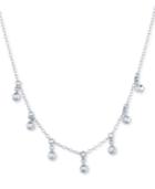 Diamond Accent Dangle Collar Necklace In 10k White Gold