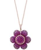 Final Call By Effy Pink Sapphire (4-5/8 Ct. T.w.) & Diamond (1/5 Ct. T.w.) Ombre Flower Pendant Necklace In 14k Rose Gold