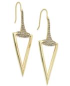 Abs By Allen Schwartz Gold-tone Pave Accented Polished Triangle Drop Earrings