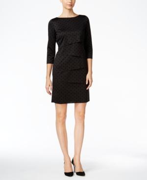 Tahari Asl Tiered Polka-dot Sheath Dress