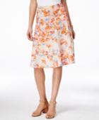 Ny Collection Floral-print Linen A-line Skirt