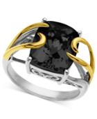 14k Gold And Sterling Silver Ring, Onyx Overlay