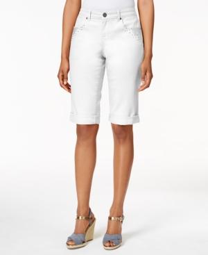 Style & Co. Petite Curvy-fit Colored Wash Denim Bermuda Shorts, Only At Macy's