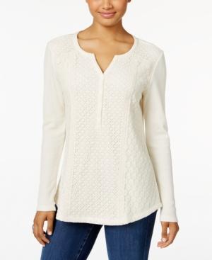 Style & Co. Waffle-knit Lace Top, Only At Macy's