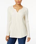 Style & Co. Waffle-knit Lace Top, Only At Macy's