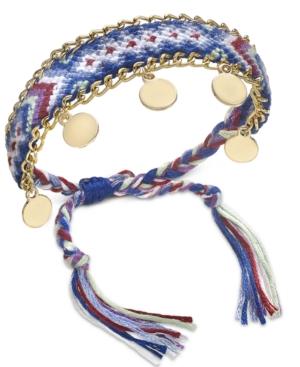 Inc International Concepts Gold-tone Braided Cotton Disc Friendship Bracelet, Created For Macy's