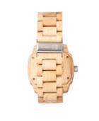 Earth Wood Scaly Wood Bracelet Watch W/date Khaki 46mm