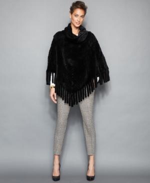 The Fur Vault Knitted Mink Fur Fringed Poncho