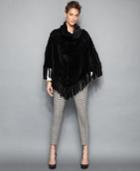 The Fur Vault Knitted Mink Fur Fringed Poncho