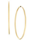 Large Wire Endless Hoop Earrings In 14k White Or Rose Gold, 1 1/2 Inch