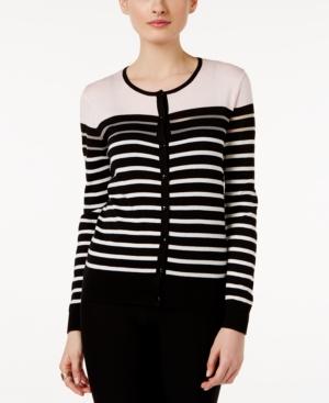 August Silk Illusion-stripe Cardigan