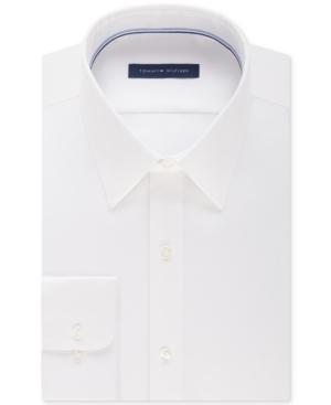 Tommy Hilfiger Nadal Collection Men's Fitted Flex Collar White Solid Performance Dress Shirt