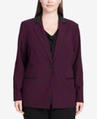 Calvin Klein Plus Size Faux-leather-trim Blazer