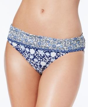 Jessic Simpson Patched Up Floral-print Foldover Bikini Bottoms Women's Swimsuit