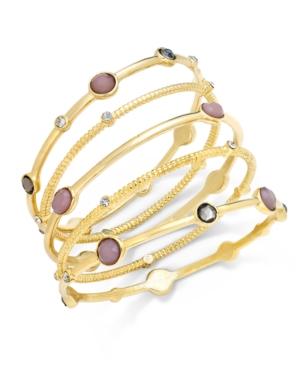 Inc International Concepts Gold-tone 5-pc. Pink Stone And Crystal Bangle Bracelet