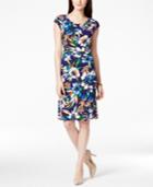 Tommy Hilfiger Ruched Floral-print Sheath Dress, Only At Macys.com
