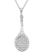 Diamond Tennis Racket 18 Pendant Necklace (1/10 Ct. T.w.) In Sterling Silver