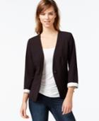 Kensie Three-quarter-sleeve Collarless Blazer