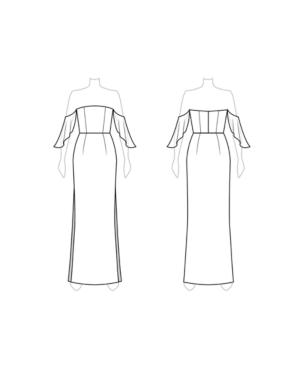 Customize: Remove Skirt Train - Fame And Partners Off-the-shoulder Chiffon Empire Dress