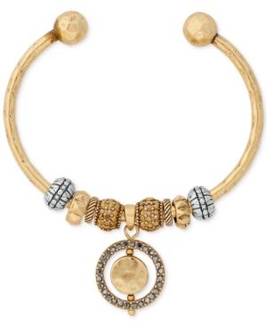 Lucky Brand Two-tone Orbital Circle Beaded Cuff Bracelet