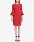 Calvin Klein Lattice-trim Bell-sleeve Dress
