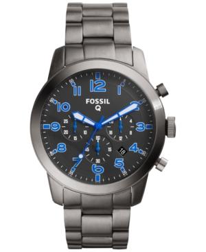 Fossil Men's Chronograph Q Pilot Smoke-tone Stainless Steel Bracelet Smartwatch 44mm Ftw10041