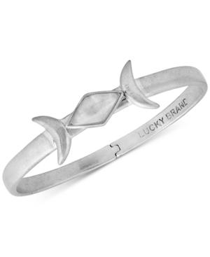 Lucky Brand Silver-tone Crystal Moonphase Hinged Cuff Bracelet