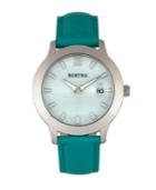 Bertha Quartz Eden Collection Turquoise And Silver Leather Watch 38mm