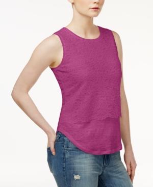 Maison Jules Lace Layered-look Top, Only At Macy's
