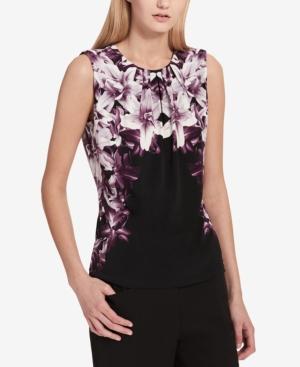 Calvin Klein Floral-print Pleated Shell