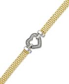 Diamond Heart Bracelet In 14k Gold Vermeil And Sterling Silver (1/8 Ct. T.w.)