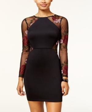Bcx Juniors' Embroidered Illusion Bodycon Dress