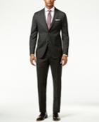 Dkny Men's Black Soft Mini-grid Slim-fit Suit