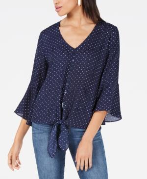 Bcx Juniors' Printed Bell-sleeved Top