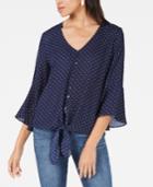 Bcx Juniors' Printed Bell-sleeved Top