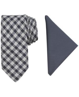 Tallia Men's Lorimer Check Slim Tie & Pocket Square Set