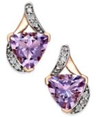 Pink Amethyst (3-1/5 Ct. T.w.) And Diamond (1/8 Ct. T.w.) Stud Earrings In 14k Rose Gold