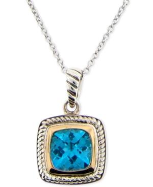 Blue Topaz Pendant Necklace (2-1/3 Ct. T.w.) In Sterling Silver And 14k Gold