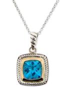Blue Topaz Pendant Necklace (2-1/3 Ct. T.w.) In Sterling Silver And 14k Gold