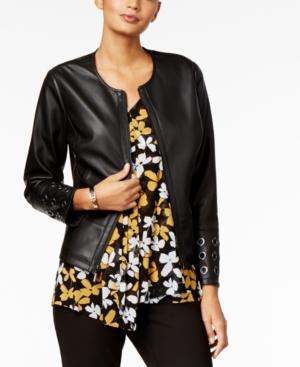 Alfani Grommet-trim Faux-leather Jacket, Created For Macy's