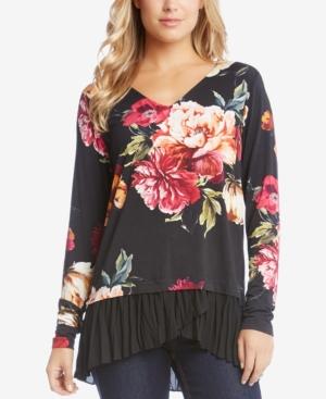 Karen Kane Printed Contrast-hem Top