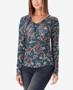 William Rast Phoebe Printed Lace-up Top