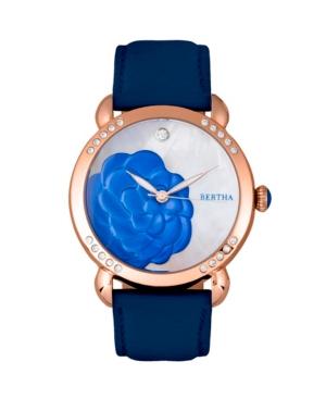 Bertha Quartz Daphne Collection Rose Gold And Blue Leather Watch 38mm