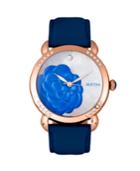 Bertha Quartz Daphne Collection Rose Gold And Blue Leather Watch 38mm