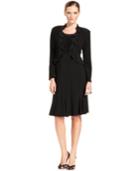 R & M Richards Sleeveless Sparkle Ruffle Dress And Jacket