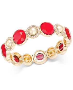 Charter Club Gold-tone Pave Colored Stone Stretch Bracelet, Created For Macy's